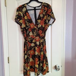 Smak Parlour Fall Floral Faux Wrap Dress